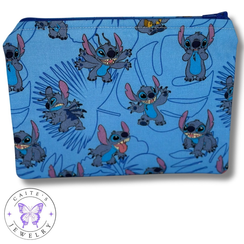 Handmade Zipper Pouch with a Disney Stitch Fabric